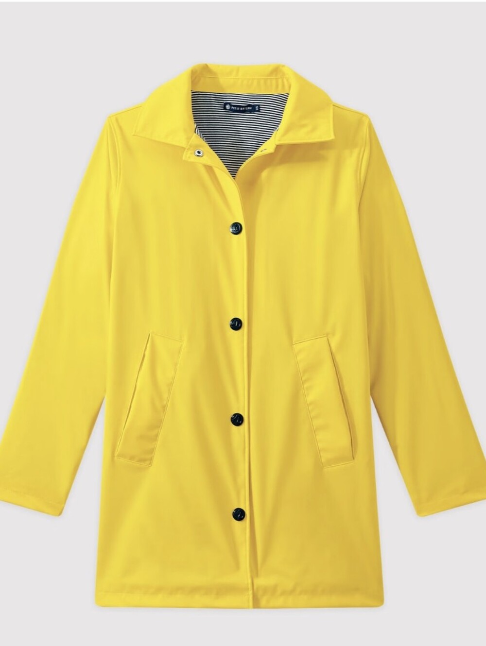 Petit Bateau French Classic Yellow Striped Cotton-lined Raincoat (Size M)